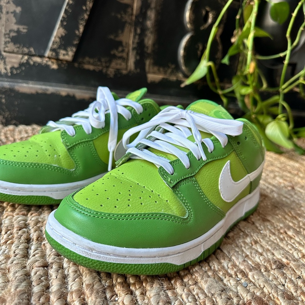 Nike Dunk Low Green Glow Sneakers | Lime Green White Dunks | Women’s Size 9 - Picture 4 of 6